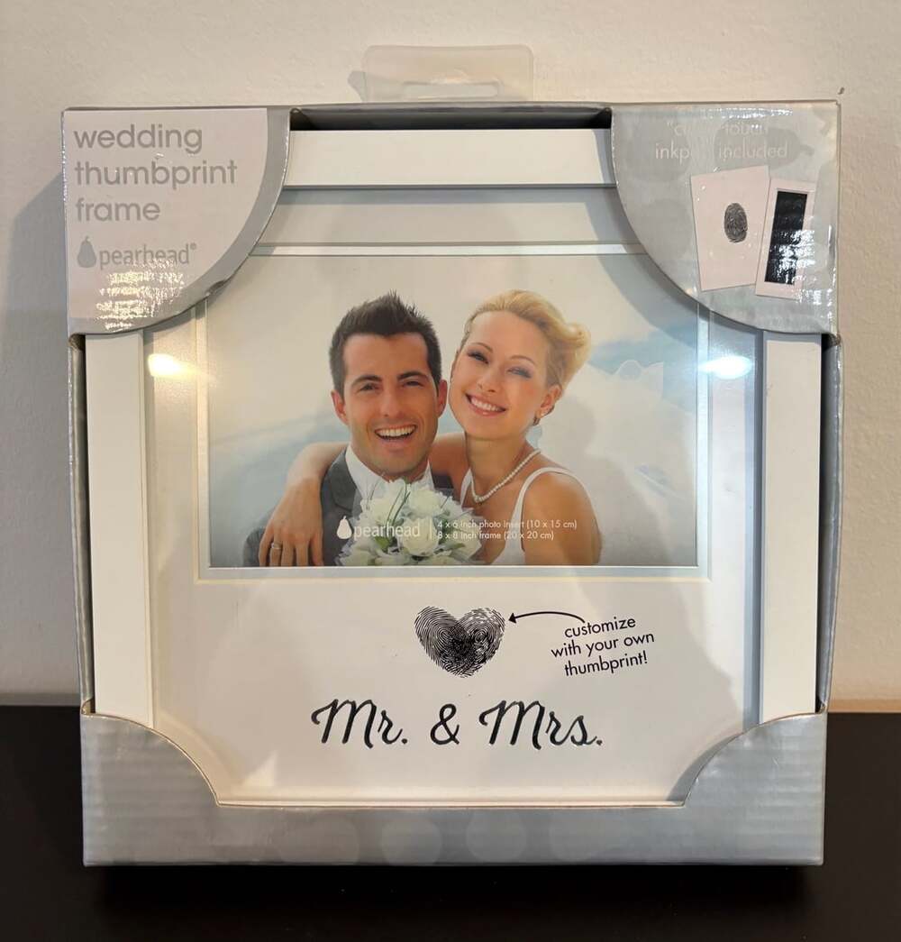 Pearhead Wedding Thumbprint Frame Mr. & Mrs. White